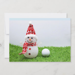 Golf ball with Snowman are for Golfer's Christmas Invitation