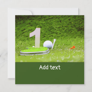 Golf ball with tee 1st birthday anniversary golfer card