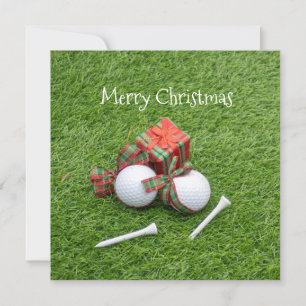 Golf ball with tee and gift for golfer Christmas