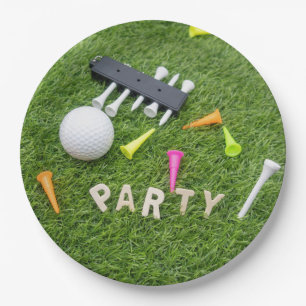 Golf ball with tee and gift for golfer Christmas P Paper Plate