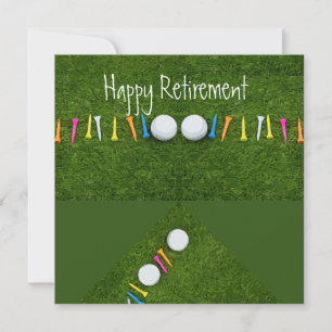 Golf ball with tee Happy Retirement Card