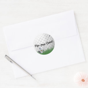 Golf Ball With Tee In Grass Classic Round Sticker