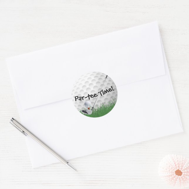 Golf Ball With Tee In Grass Classic Round Sticker (Envelope)