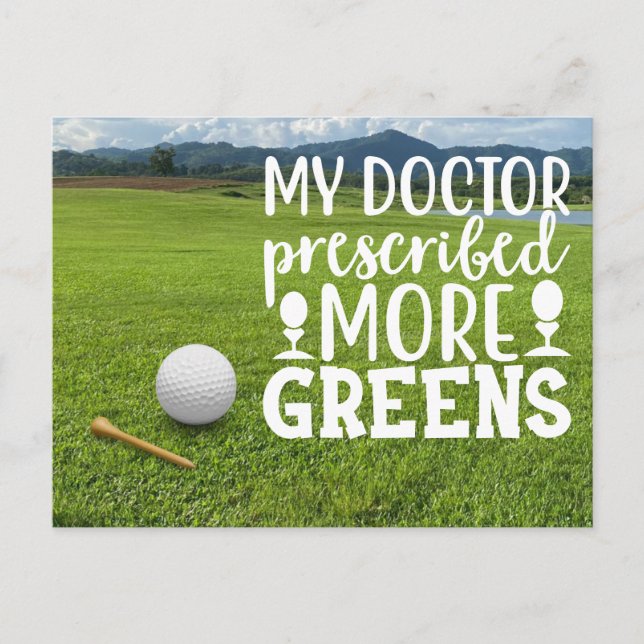 Golf  ball with tee on green grass   postcard (Front)