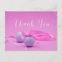 Golf ball with thank you on pink for baby girl 