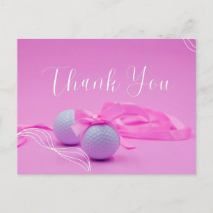 Golf ball with thank you on pink for baby girl  postcard