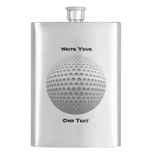 Golf Ball - Write Your Own Text Hip Flask (Front)