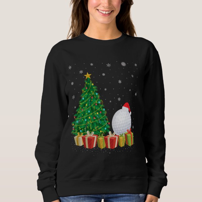 Golf Ball Xmas Tree Lighting Santa Hat Golf Ball C Sweatshirt (Front)