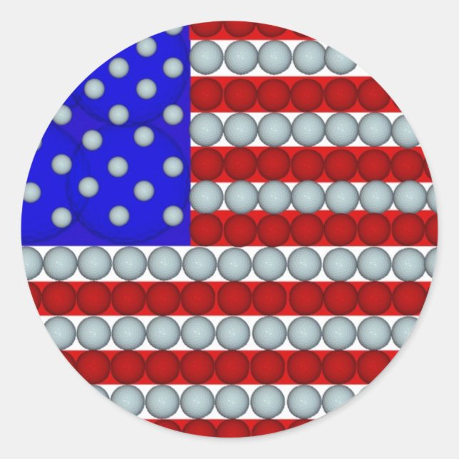 Golf Balls American Flag Round Stickers (Front)
