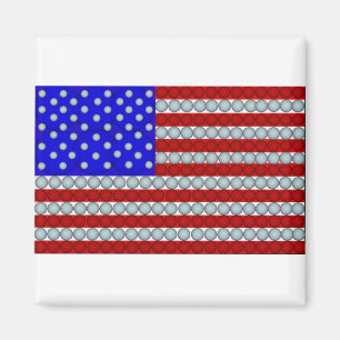 Golf Balls American Flag Square Magnet
