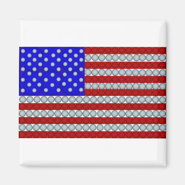 Golf Balls American Flag Square Magnet (Front)