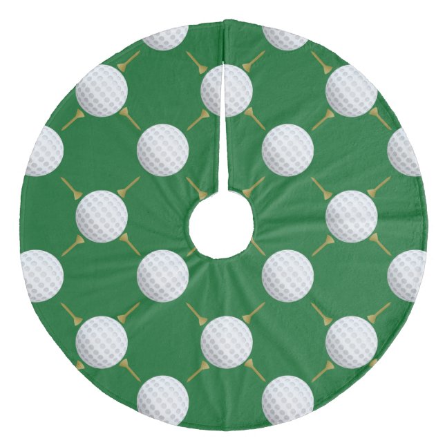 Golf balls and Tees on Green Fleece Tree Skirt (Front)