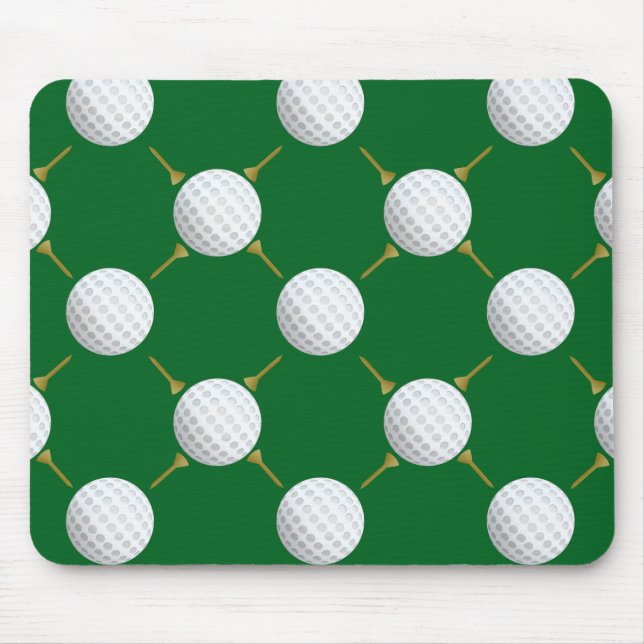 Golf balls and Tees on Green Mouse Mat (Front)