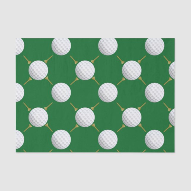 Golf balls and Tees on Green Tissue Paper (Front)