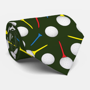 Golf Balls and Tees Pattern Golfer Tie