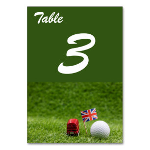 Golf balls and Union Jack Flag London England UK Table Number