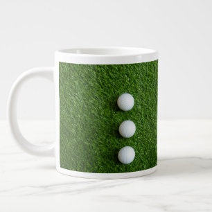 Golf Balls are on green grass Large Coffee Mug