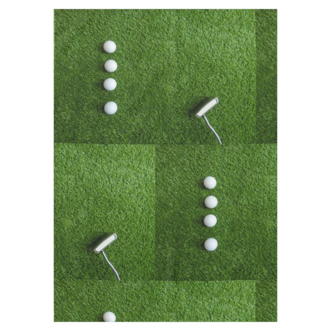 Golf Balls are on green grass Tablecloth (Front)