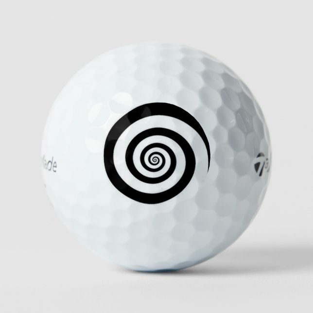 Golf Balls – Classic Black & White Hypnotic Spiral (Front)