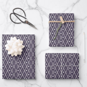 Golf Balls & Clubs Argyle on Dark Purple Wrapping Paper Sheet