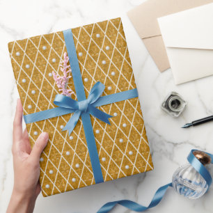 Golf Balls & Clubs Argyle on Dark Yellow Wrapping Paper