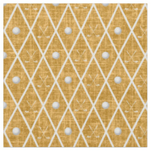 Golf Balls & Clubs Argyle on Golden Yellow Fabric