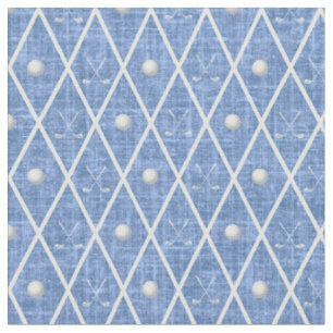 Golf Balls & Clubs Argyle on Little Boy Blue Fabric