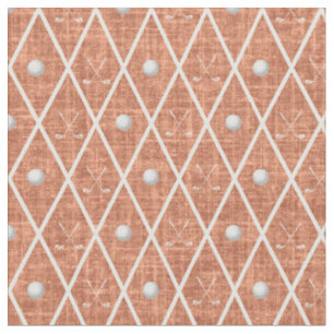 Golf Balls & Clubs Argyle on Orange Fabric