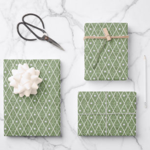 Golf Balls & Clubs Argyle on Pickle Green Wrapping Paper Sheet
