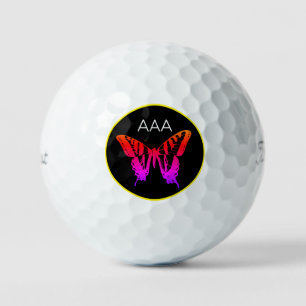 Golf Balls CUSTOM MONOGRAM BUTTERFLY IN RAINBOW 