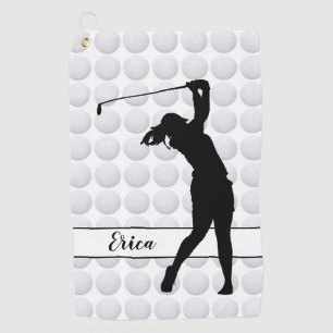 Golf Balls Girl Golfer Personalised Golf Towel