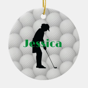 Golf Balls Golfer Abstract Design Ceramic Ornament