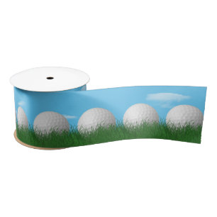 Golf Balls In Grass Satin Ribbon