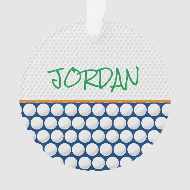 Golf Balls NAME Modern Golfing Kids Colourful Fun Ornament (Front)