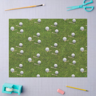 Golf Balls on Green grass background Tissue Paper