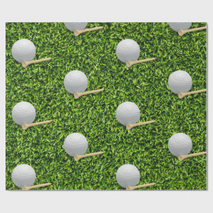 Golf Balls on Green grass background Wrapping Paper