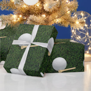 Golf Balls on Green grass background Wrapping Paper