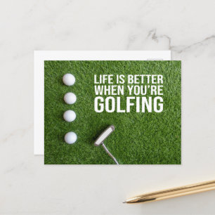 Golf balls on green grass for golfer postcard