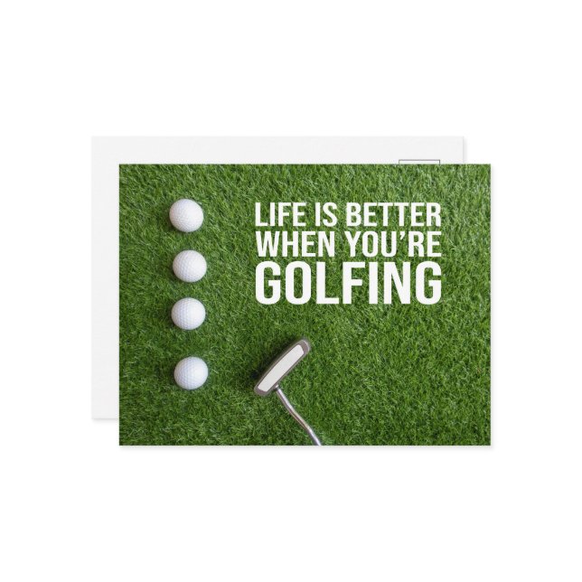 Golf balls on green grass for golfer postcard (Front/Back In Situ)