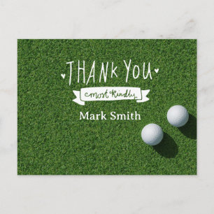 Golf  balls on green grass Thank you Postcard