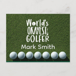 Golf  balls on green grass World Okayest Golfer Postcard