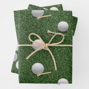 Golf balls on green grass wrapping paper sheet
