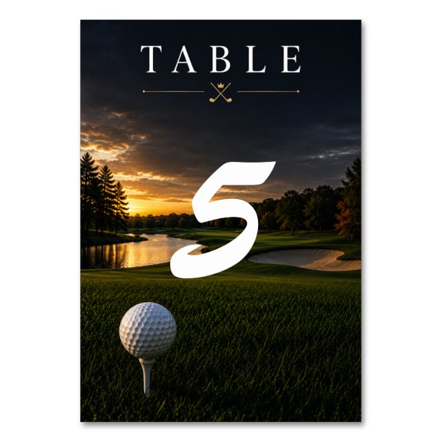 Golf balls on tee on green grass table number (Front)