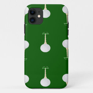 Golf balls pattern on green iPhone 11 case