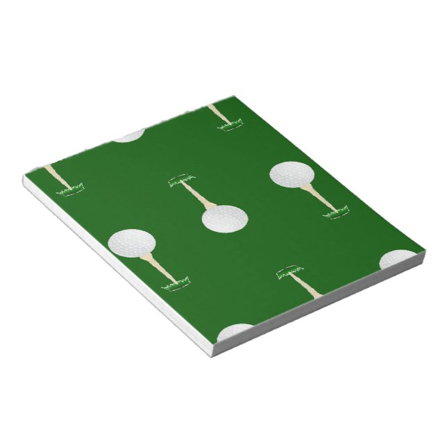 Golf balls pattern on green notepad (Angled)
