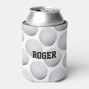 Golf Balls Pattern Player Name Can Cooler
