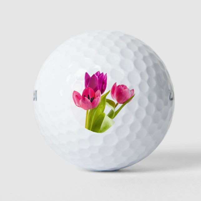 Golf Balls Pink Green Flower Design Art (Front)