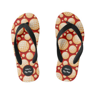 Golf Balls Red Patterns Kid's Flip Flops