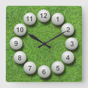 Golf Balls Timepiece Square Wall Clock