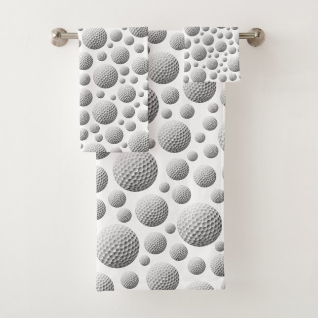 Golf Balls White Bath Towel Set (Insitu)